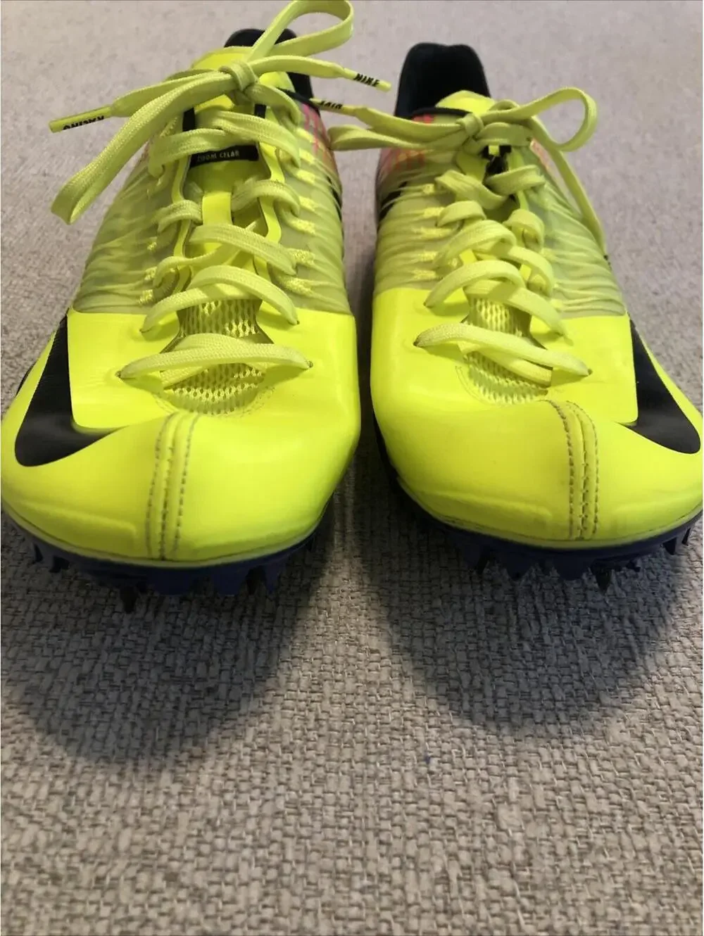 NIKE Zoom‎ Celar 5 Running OC Spikes Mens Sz 10 882023-999 Yellow Pink